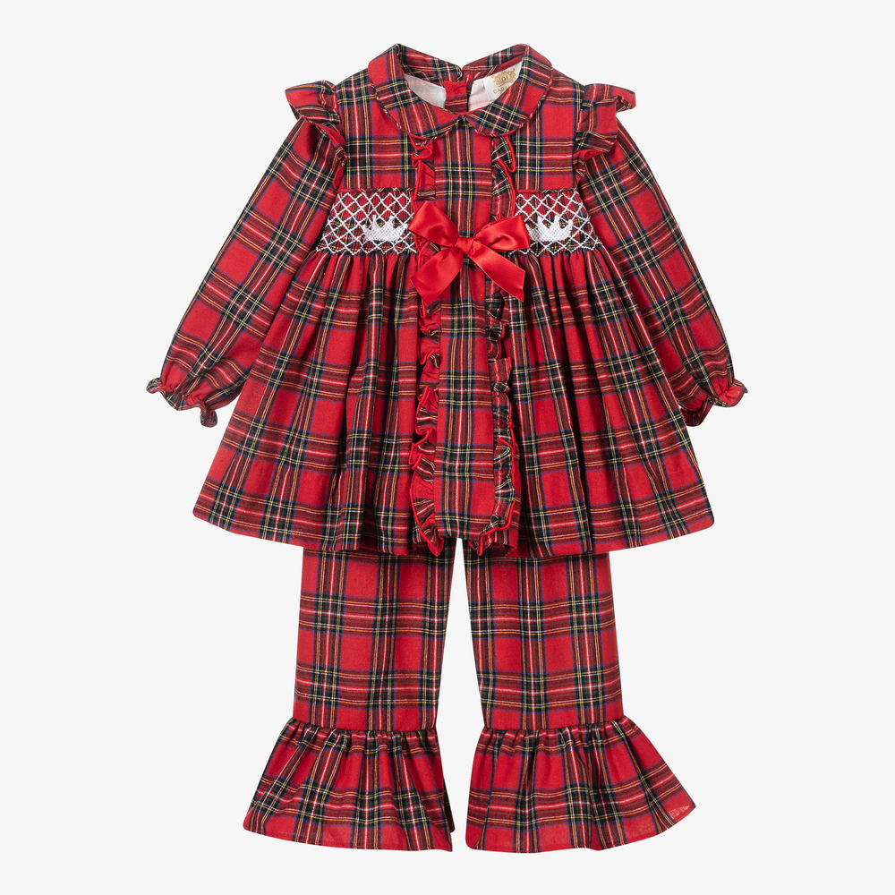 Caramelo Kids - Pyjama festif écossais rouge | Childrensalon