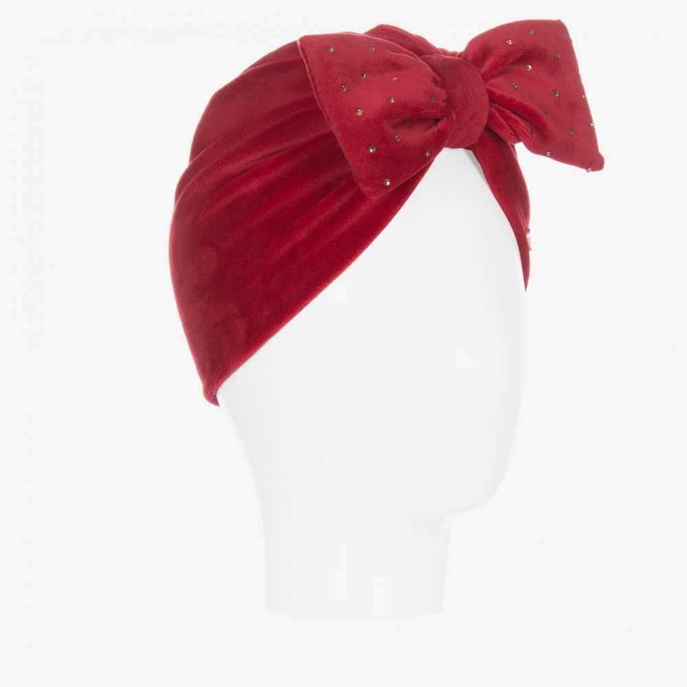 Caramelo Kids - Red Velour Diamanté Turban | Childrensalon