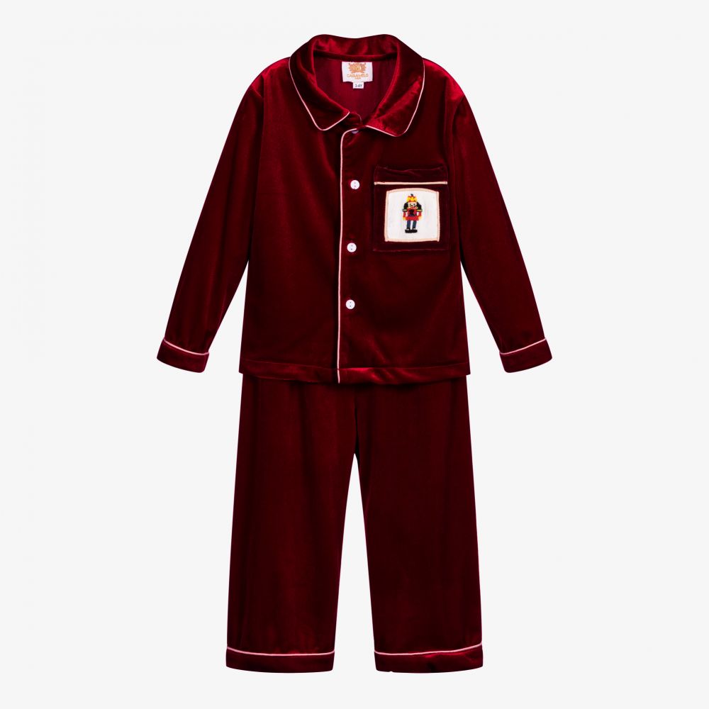 Caramelo Kids - Pyjama festif rouge en velours | Childrensalon