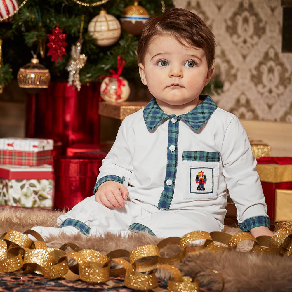 Caramelo Kids-White Cotton Baby Romper | Childrensalon Outlet