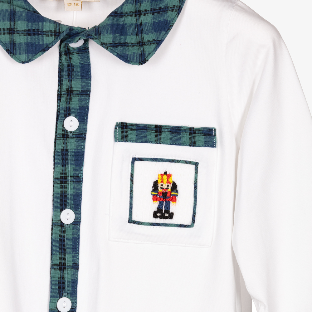 Caramelo Kids-White Cotton Baby Romper | Childrensalon Outlet