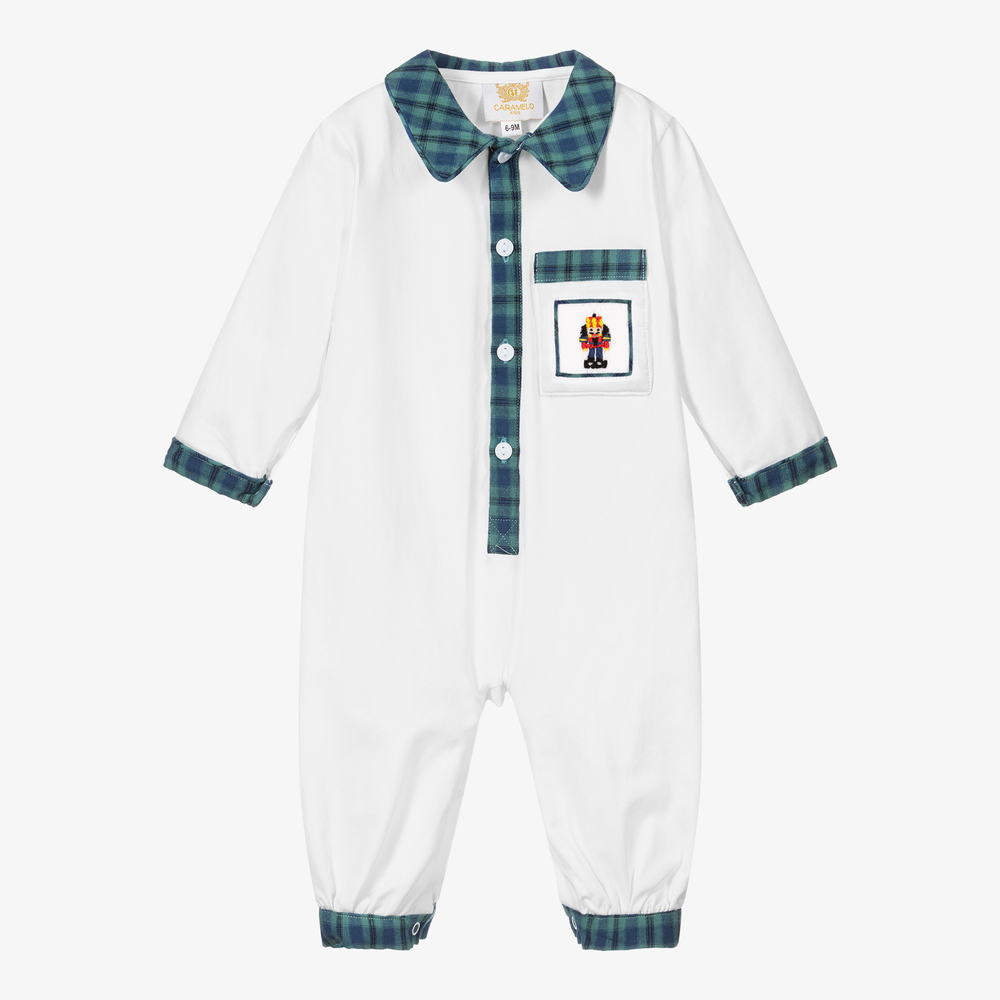 Caramelo Kids-White Cotton Baby Romper | Childrensalon Outlet