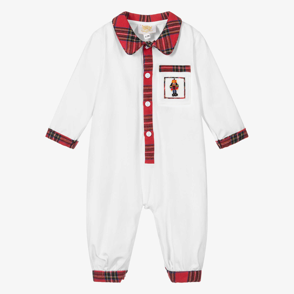 Caramelo Kids-White Cotton Baby Romper | Childrensalon Outlet