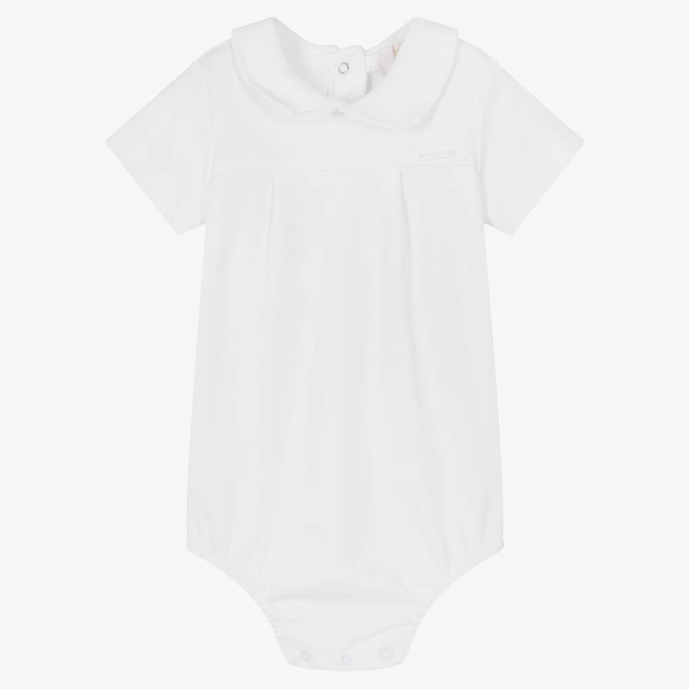 Caramelo Kids - White Cotton Jersey Baby Bodysuit | Childrensalon