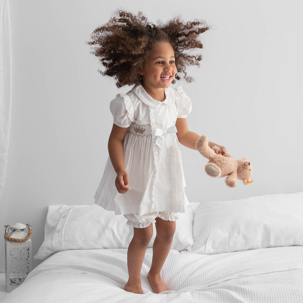 Caramelo Kids White Dress Bloomers Set Childrensalon Outlet