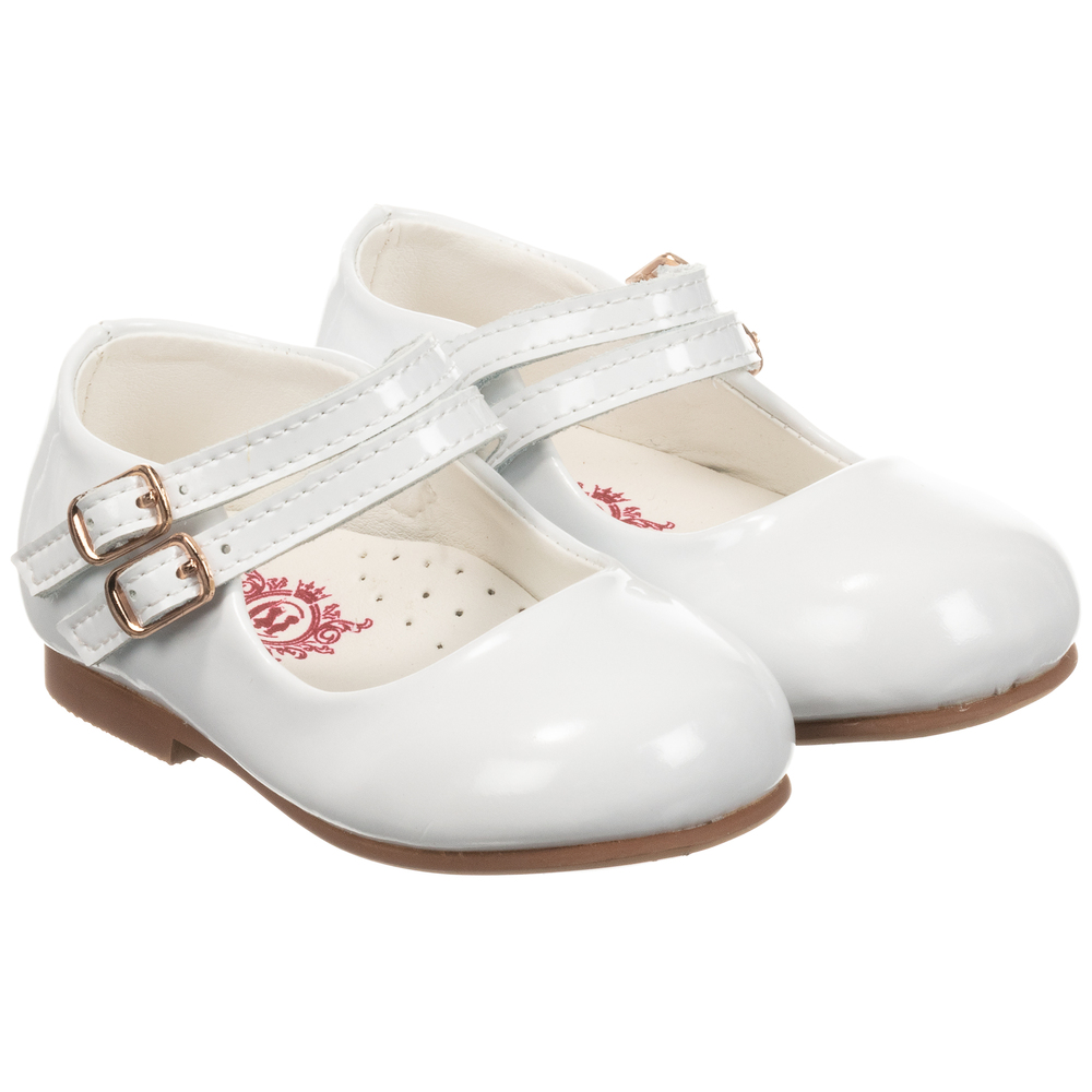 Caramelo Kids - حذاء لبدء المشي جلد لامع لون أبيض | Childrensalon