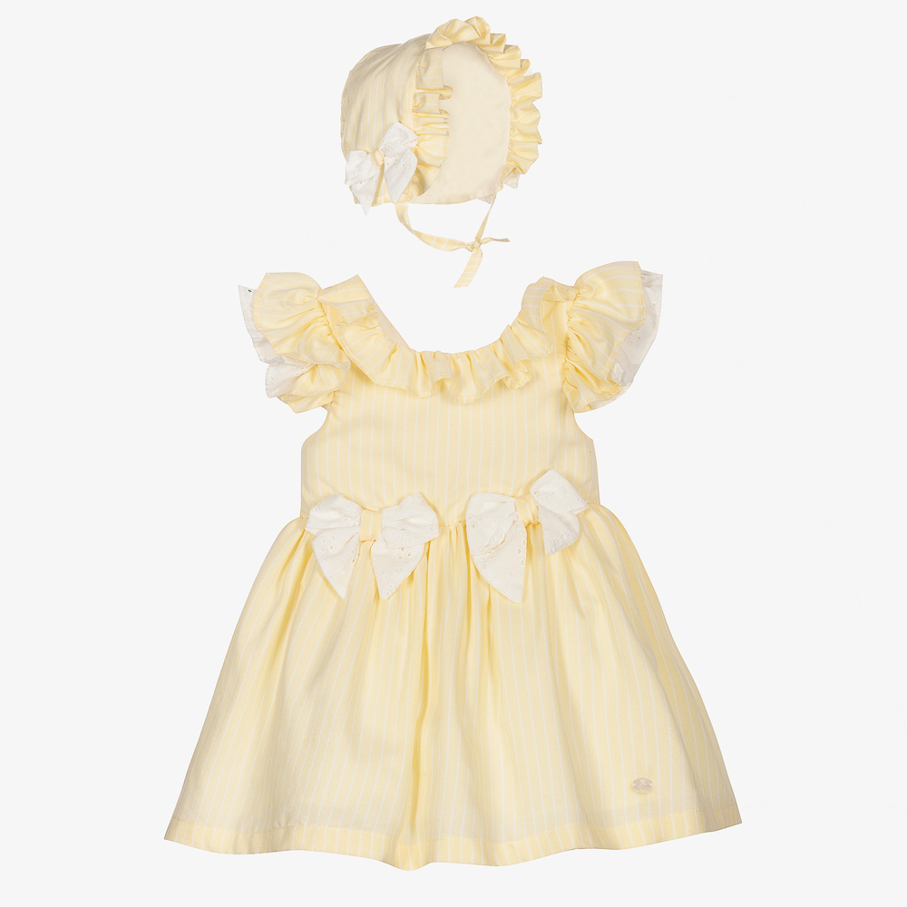 Caramelo Kids - Yellow Stripe Baby Dress Set | Childrensalon