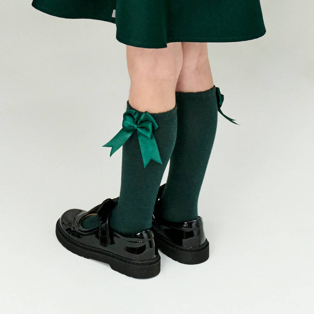 Carlomagno-Girls Green Cotton Knee Length Socks | Childrensalon Outlet