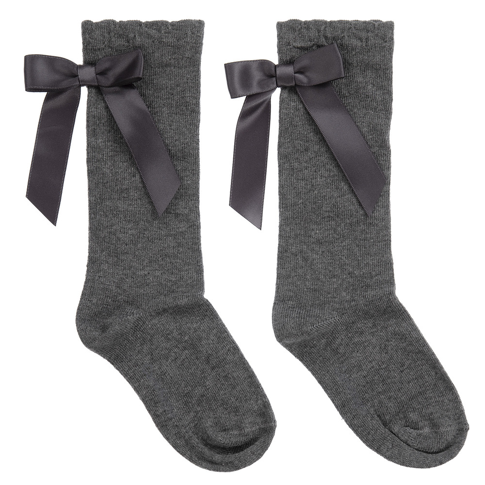 Carlomagno - Chaussettes grises en coton Fille  | Childrensalon