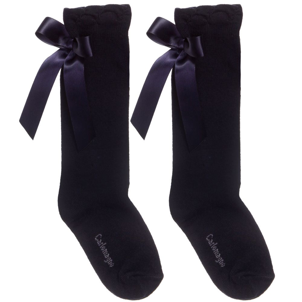 Carlomagno-Girls Navy Blue Cotton Socks | Childrensalon Outlet