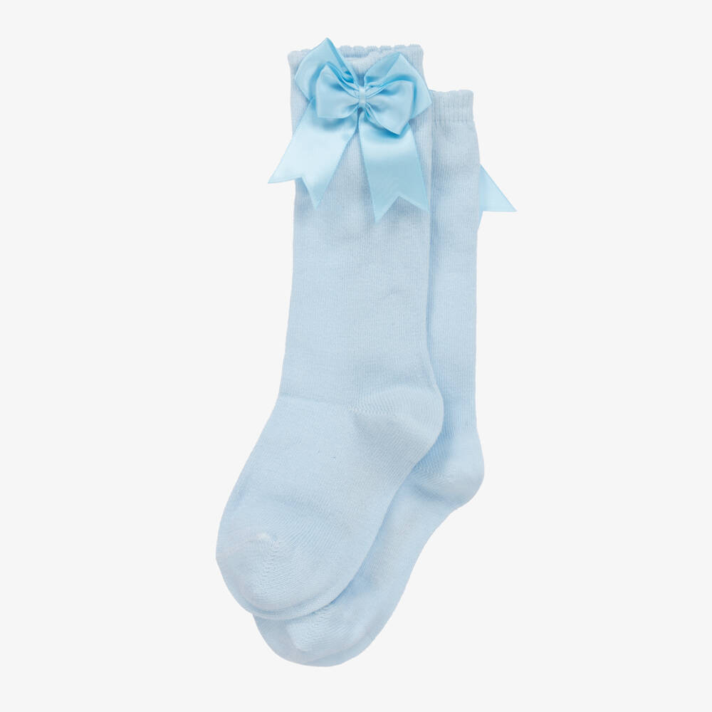 Carlomagno-Girls Pale Blue Cotton Knee High Socks | Childrensalon Outlet