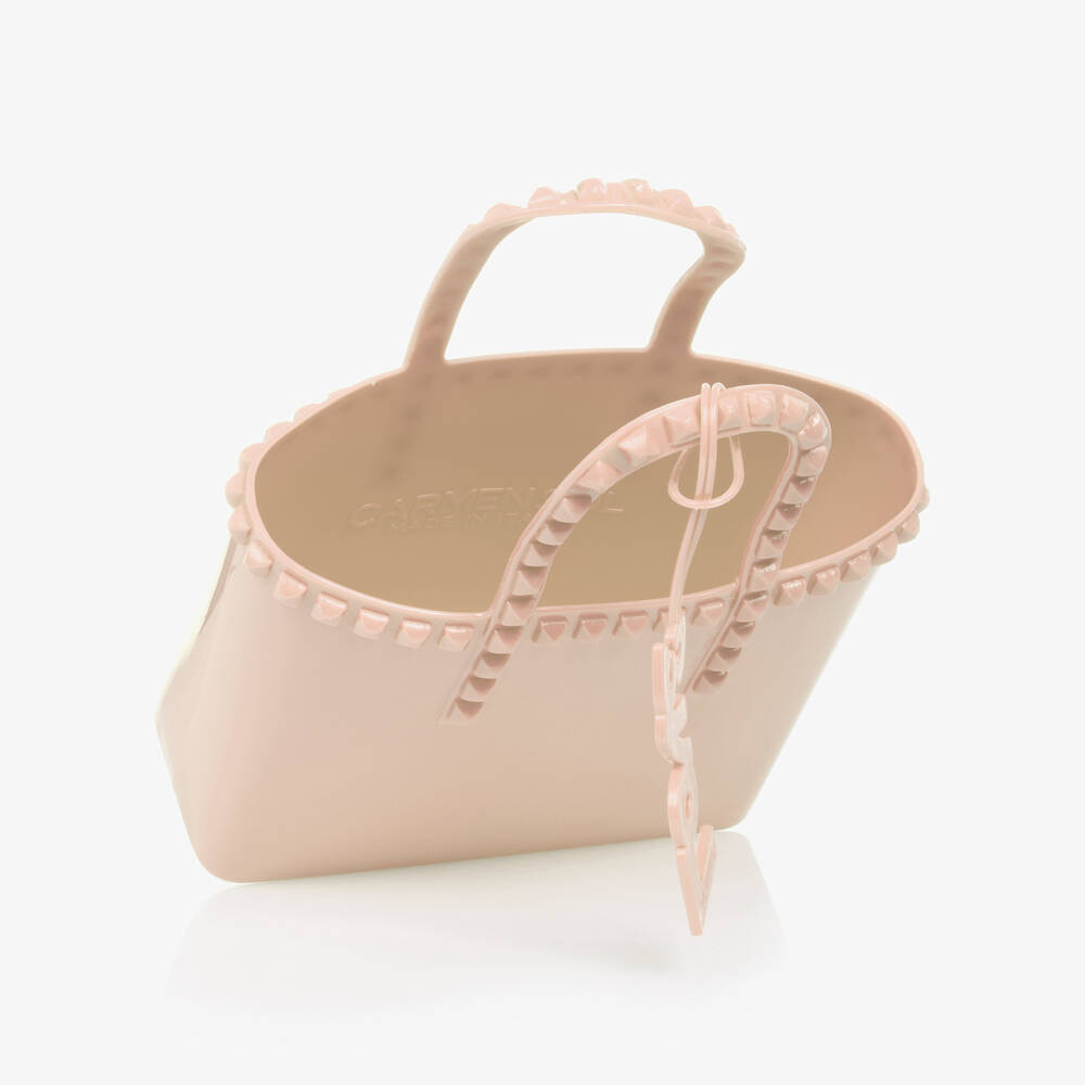 Carmen Sol-Girls Blush Pink Studded Mini Tote Bag (18cm) | Childrensalon Outlet