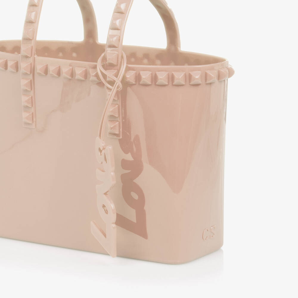 Carmen Sol-Girls Blush Pink Studded Mini Tote Bag (18cm) | Childrensalon Outlet
