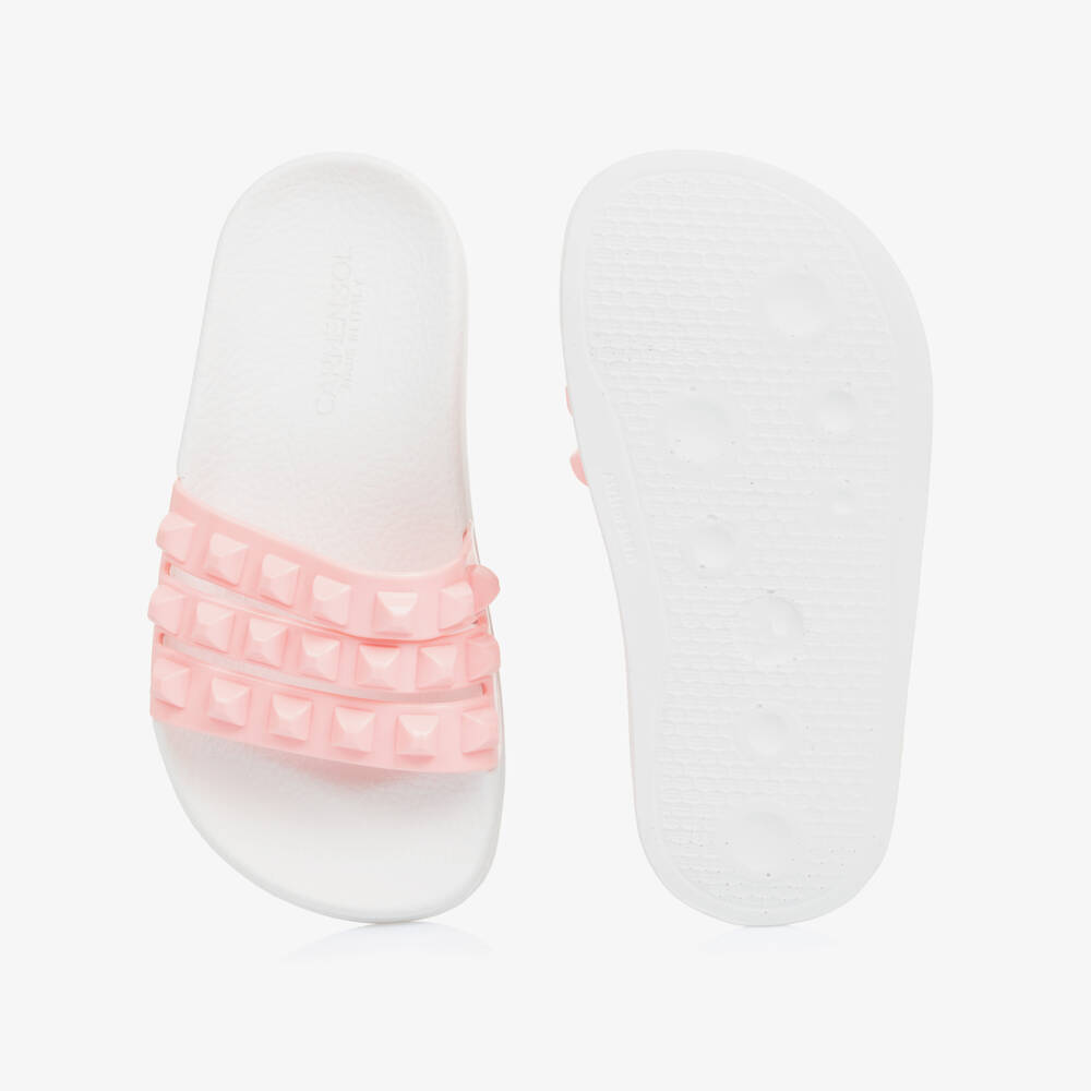Carmen Sol-Girls Blush Studded Slip-On Sandals | Childrensalon Outlet
