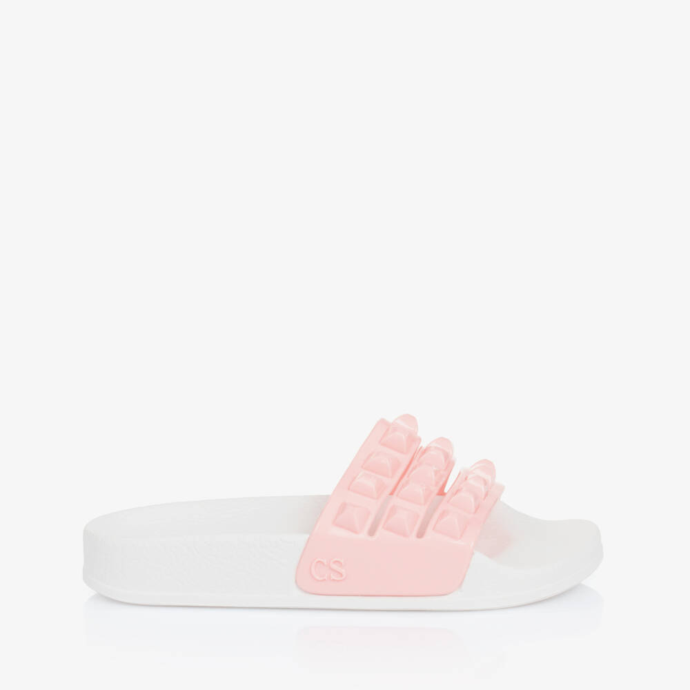 Carmen Sol-Girls Blush Studded Slip-On Sandals | Childrensalon Outlet