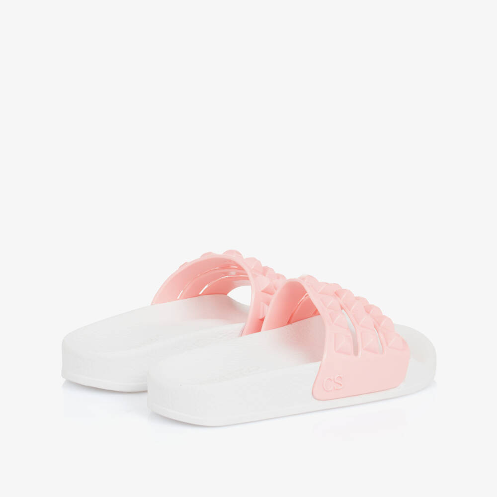 Carmen Sol-Girls Blush Studded Slip-On Sandals | Childrensalon Outlet