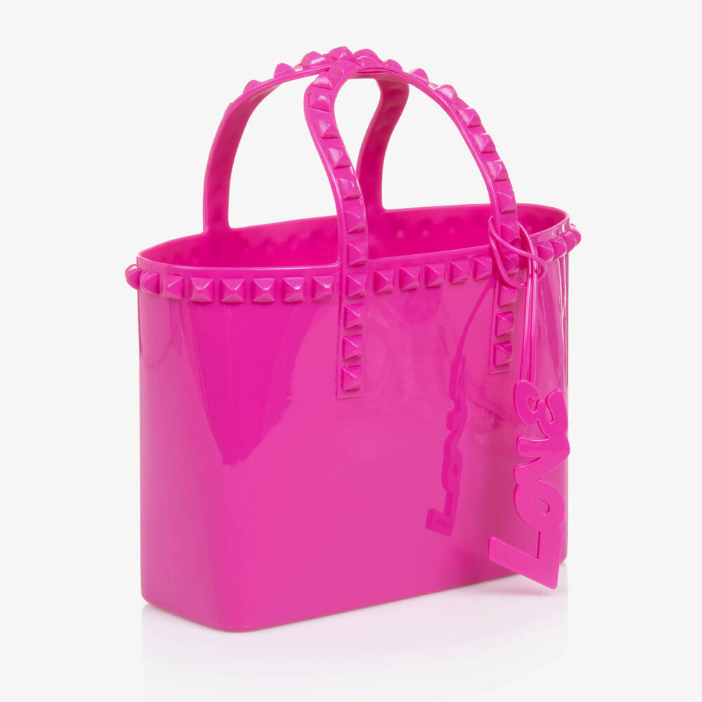 Carmen Sol-Girls Bright Pink Studded Tote | Childrensalon Outlet