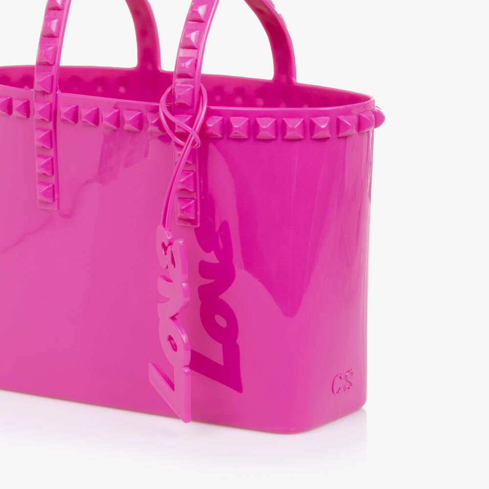 Carmen Sol-Girls Bright Pink Studded Tote | Childrensalon Outlet