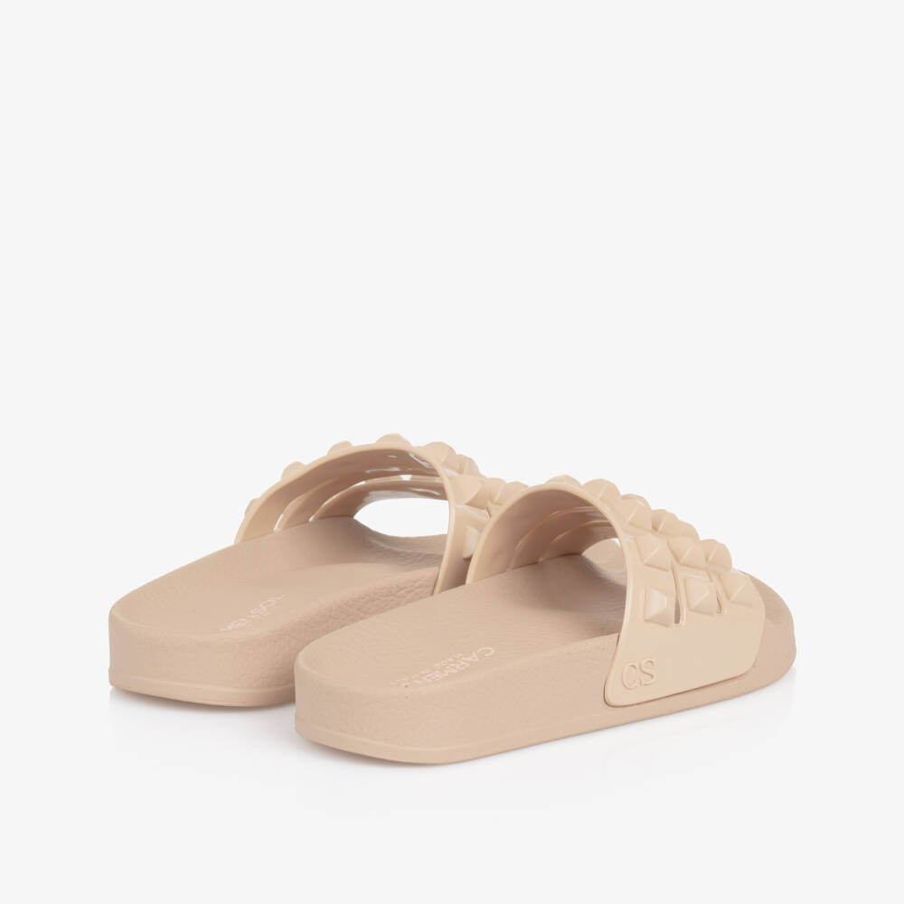 Carmen Sol-Girls Pink Studded Slip-On Sandals | Childrensalon Outlet