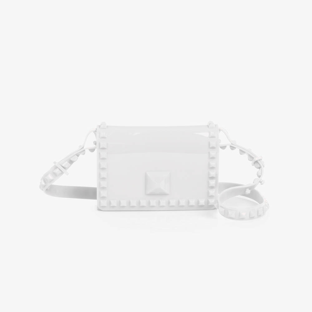 Carmen Sol-Girls White Studded Shoulder Bag (18cm) | Childrensalon Outlet