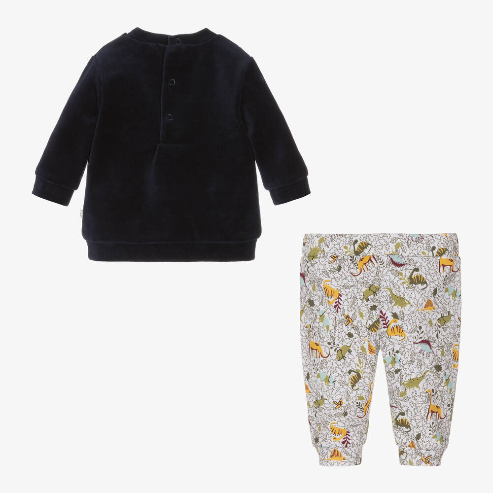 Carrément Beau-Baby Boys Blue Organic Cotton Trouser Set | Childrensalon Outlet