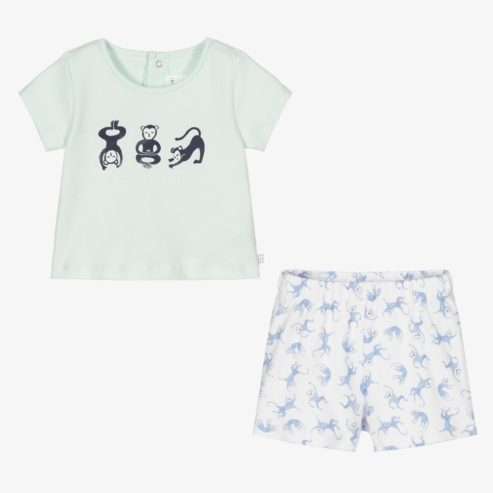 Carrément Beau-Baby Boys Green Shorts Set | Childrensalon Outlet