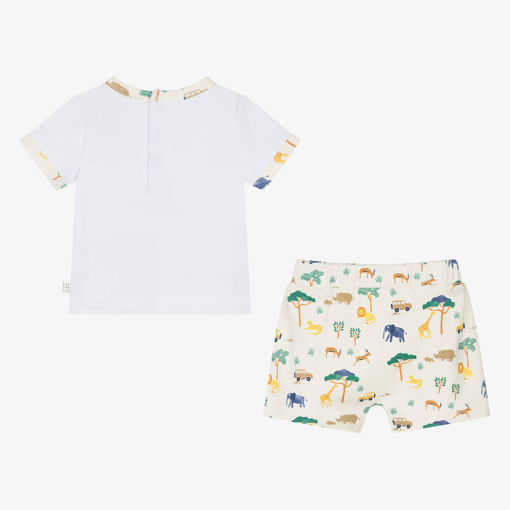 Carrément Beau-Baby Boys Ivory Cotton Safari Shorts Set | Childrensalon Outlet