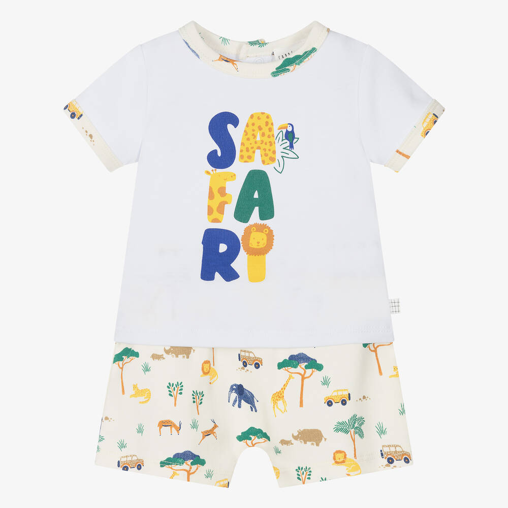Carrément Beau-طقم شورت قطن عضوي لون عاجي للمواليد | Childrensalon Outlet