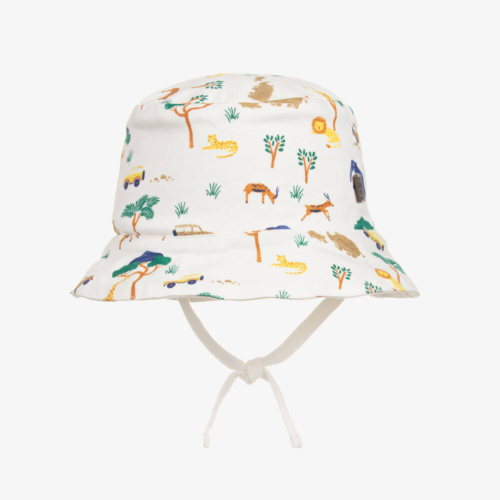 Carrément Beau-Baby Boys Ivory Cotton Safari Sun Hat | Childrensalon Outlet