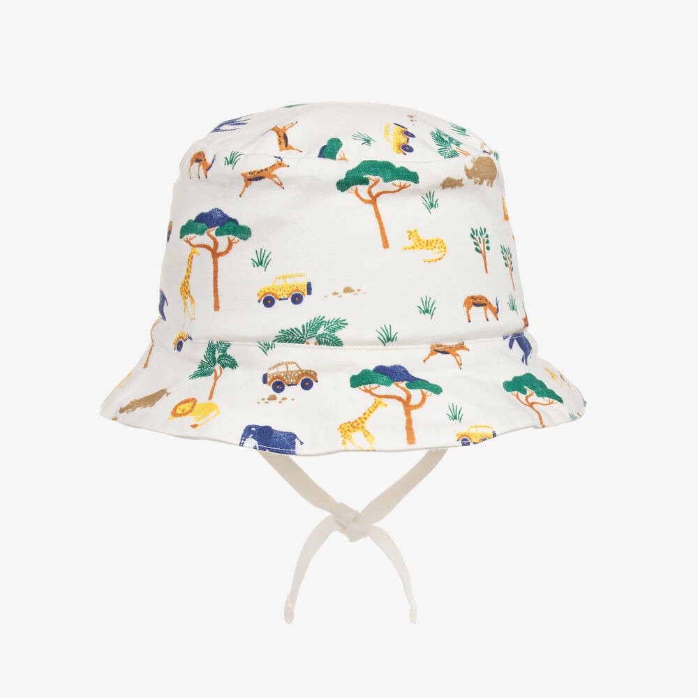 Carrément Beau-Baby Boys Ivory Cotton Safari Sun Hat | Childrensalon Outlet