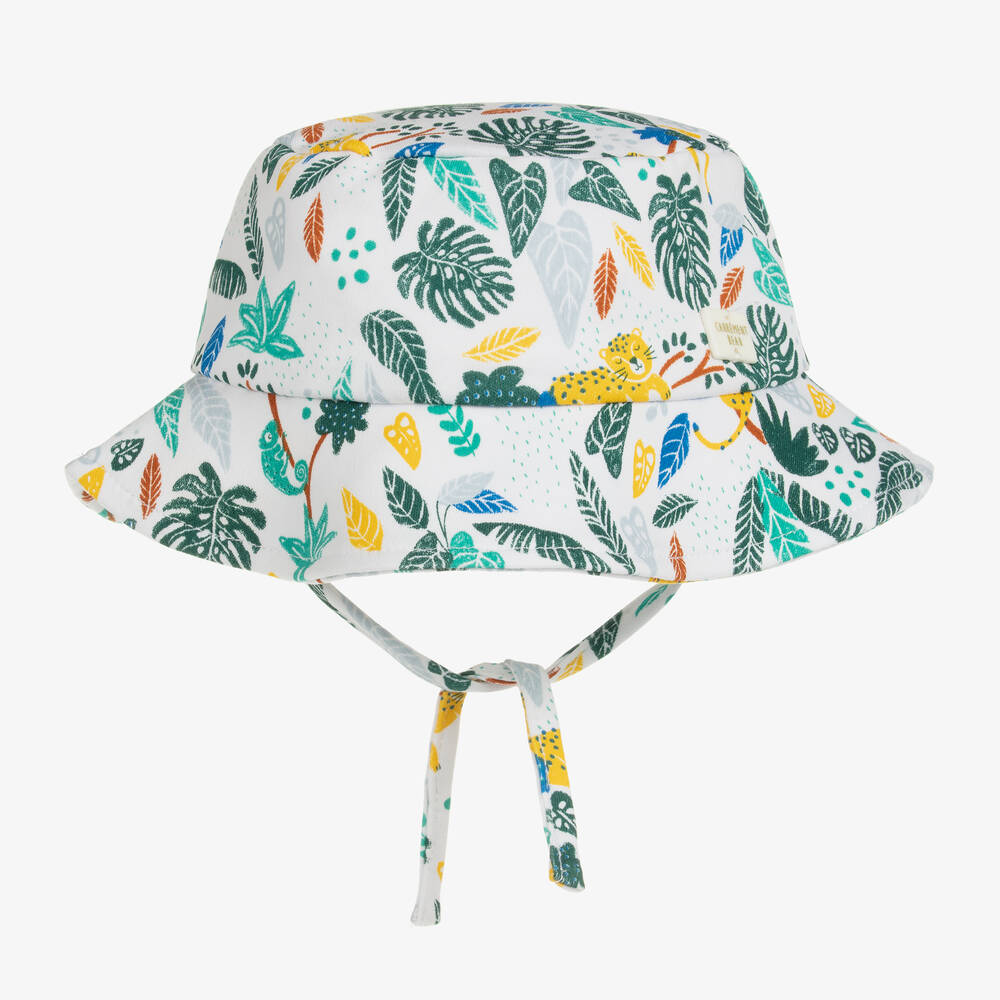 Carrément Beau - Baby Boys White Jungle Sun Hat | Childrensalon