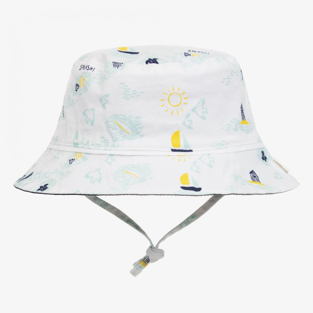 Baby Boys White Splash Sun Hat
