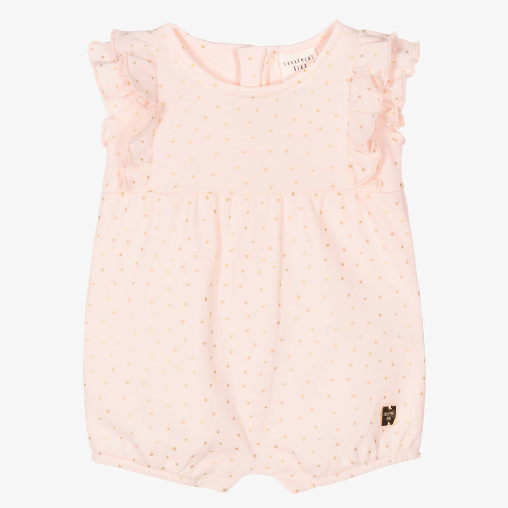 Carrément Beau - Baby Girls Pink & Gold Dot Shortie | Childrensalon