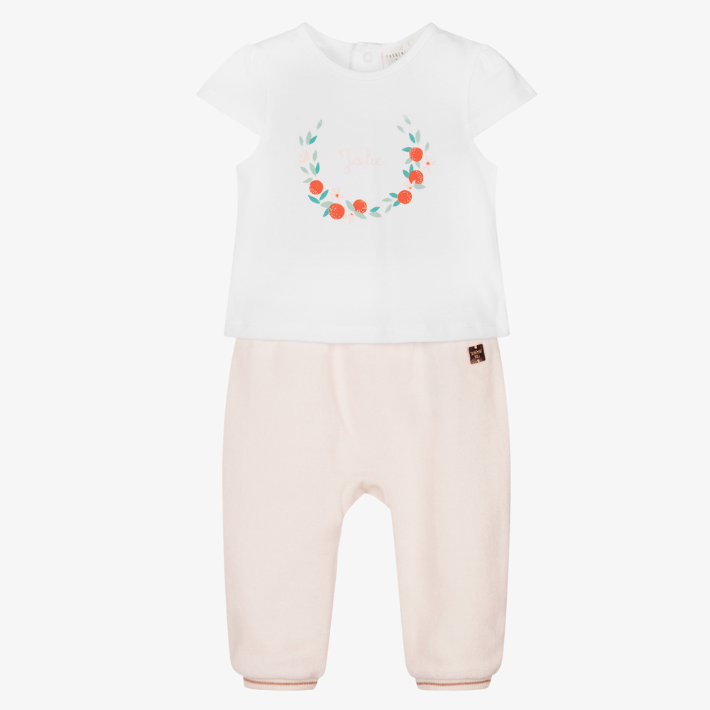 Carrément Beau - Ensemble rose/blanc Bébé fille | Childrensalon