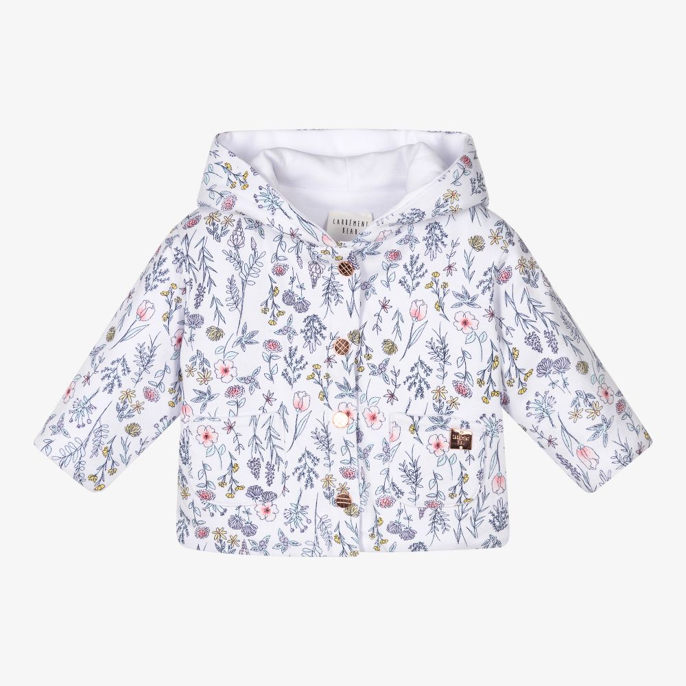 Carrément Beau - Baby Girls White Floral Jacket | Childrensalon