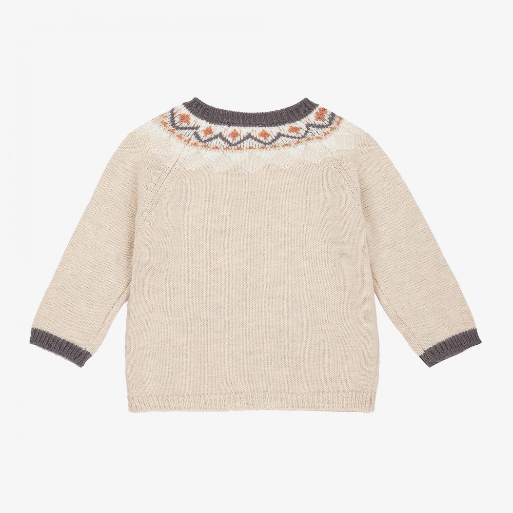 Carrément Beau-Beige Fair Isle Cardigan | Childrensalon Outlet
