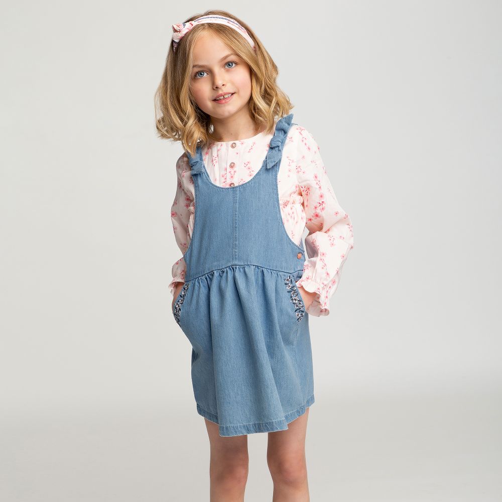 chambray pinafore dress