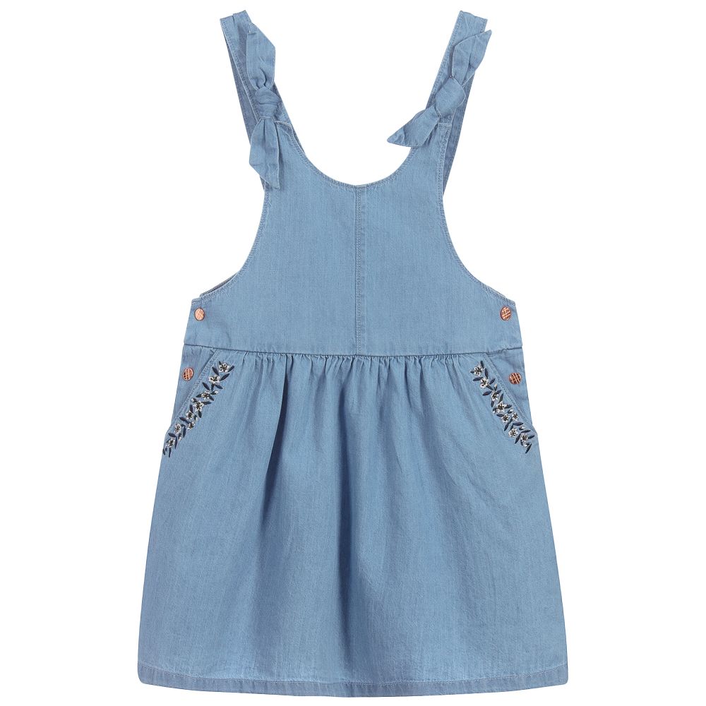 Carrément Beau - Blue Chambray Pinafore Dress | Childrensalon