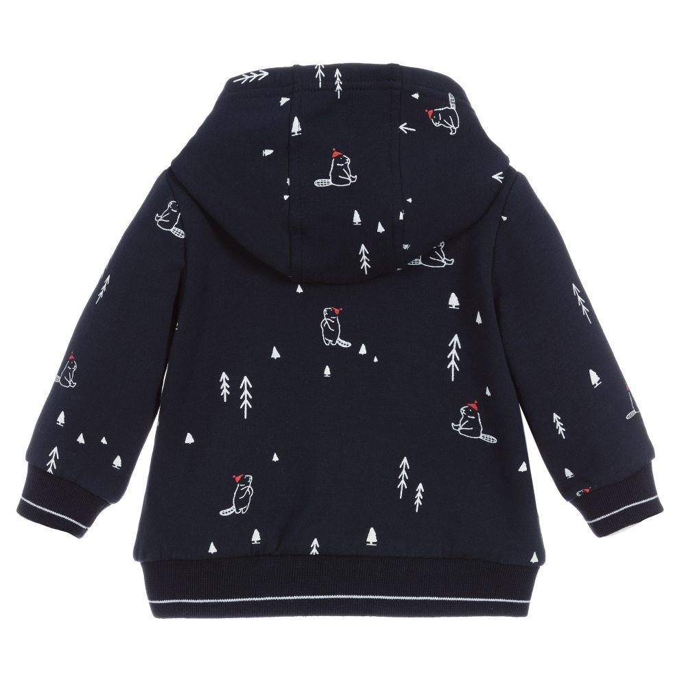 Carrément Beau-توب بسحّاب قطن عضوي جيرسي لون كحلي وأبيض | Childrensalon Outlet