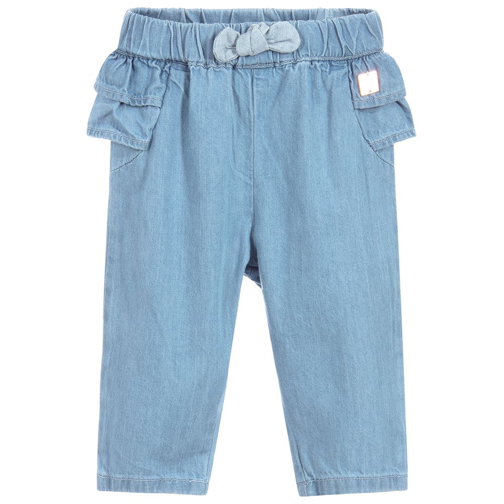 Carrément Beau - Blue Cotton Chambray Trousers | Childrensalon