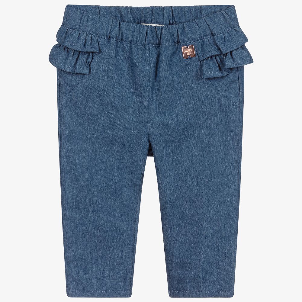 Carrément Beau - Blue Cotton Chambray Trousers | Childrensalon