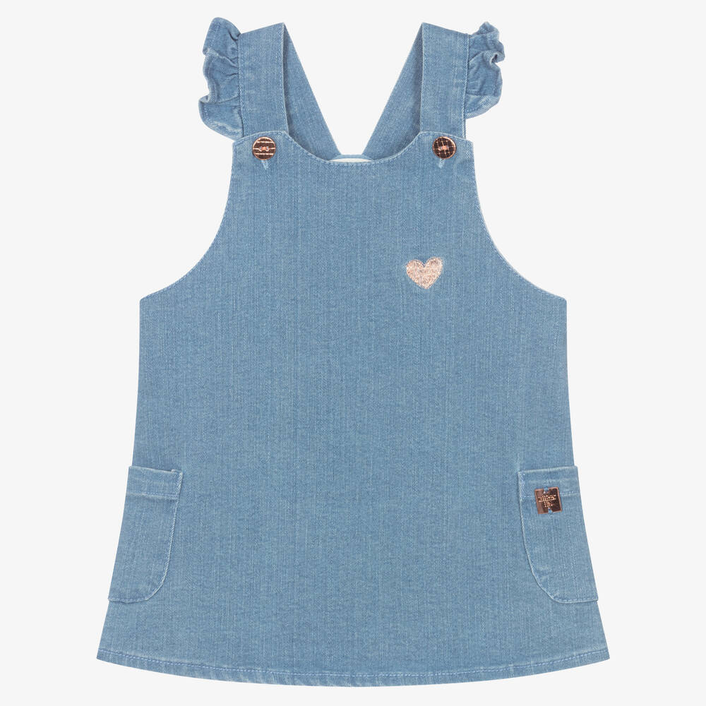 Carrément Beau - Robe salopette bleue en denim | Childrensalon