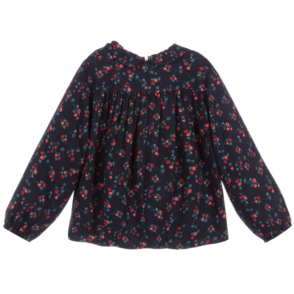 Carrément Beau-Синяя блузка из вискозы с цветочным рисунком | Childrensalon Outlet