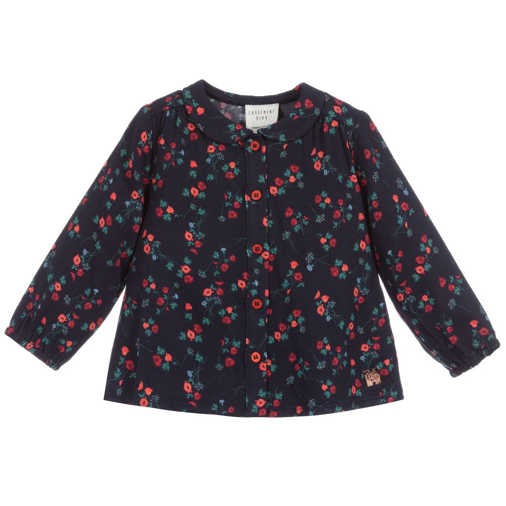 Carrément Beau - Blue Floral Viscose Blouse | Childrensalon