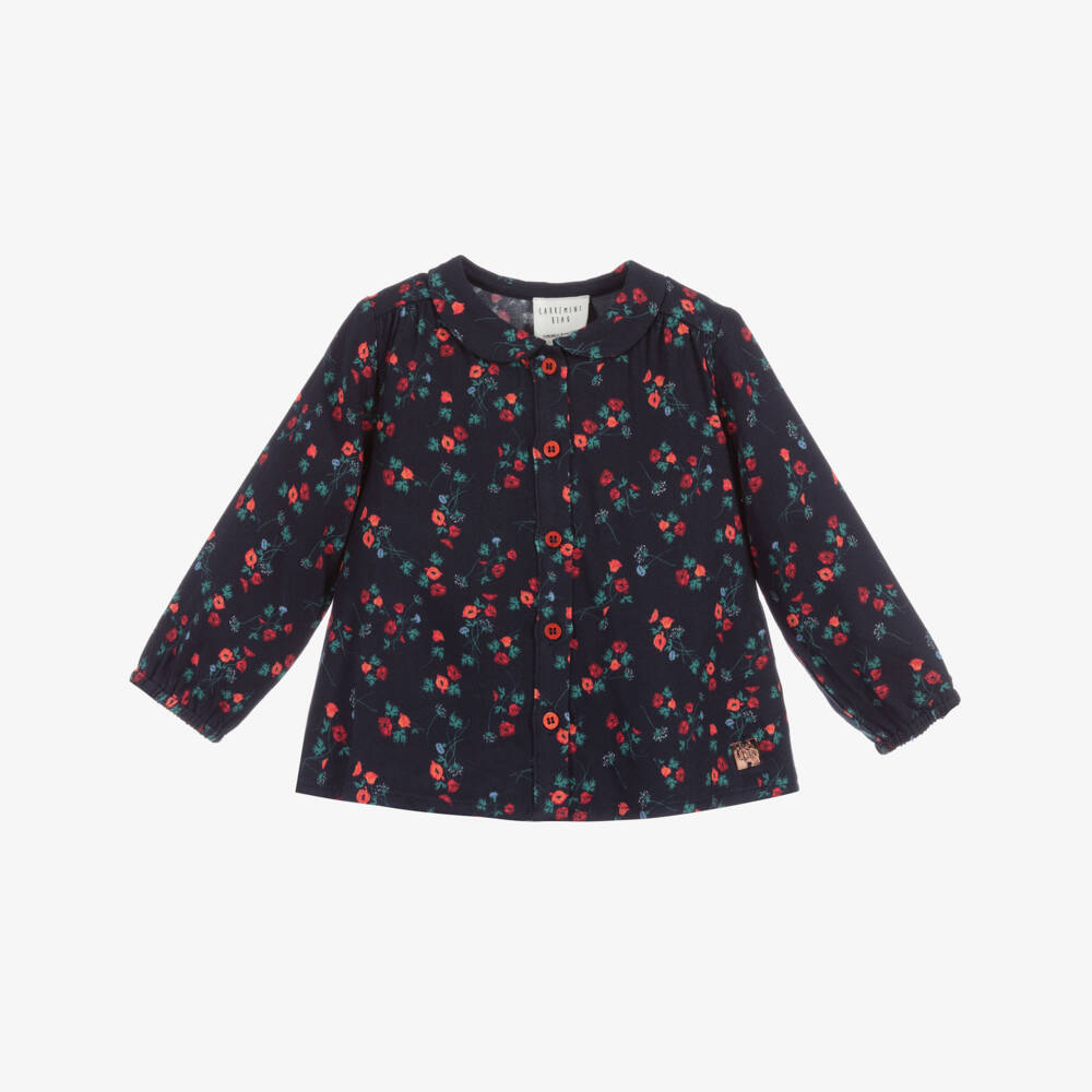 Carrément Beau-Blue Floral Viscose Blouse | Childrensalon Outlet