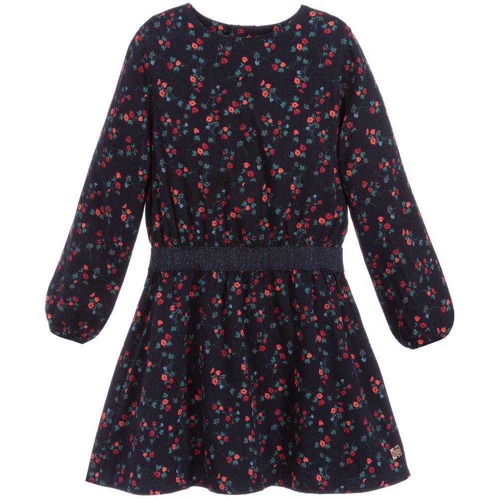 Carrément Beau - Blue Floral Viscose Dress | Childrensalon