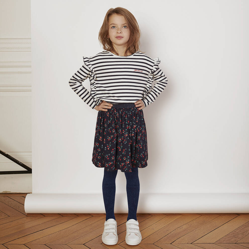 Carrément Beau-Синяя юбка из вискозы с цветочным рисунком | Childrensalon Outlet