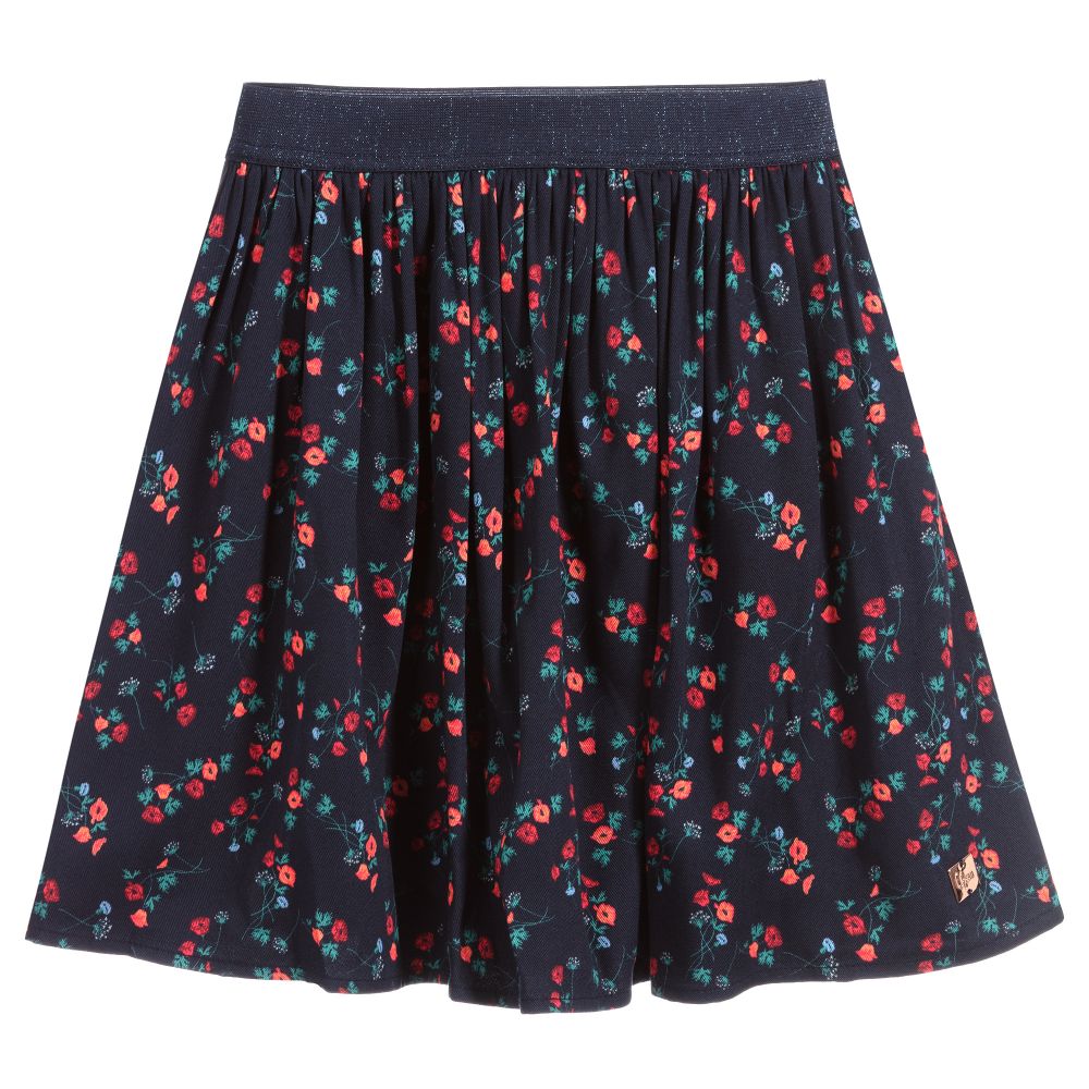 Carrément Beau - Blue Floral Viscose Skirt | Childrensalon