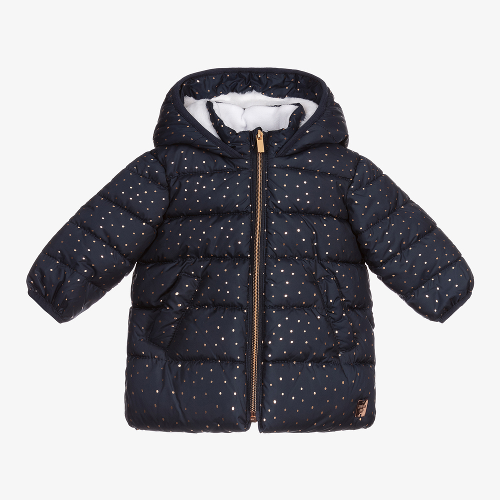 Carrément Beau - Gepunktete Steppjacke in Blau & Gold | Childrensalon