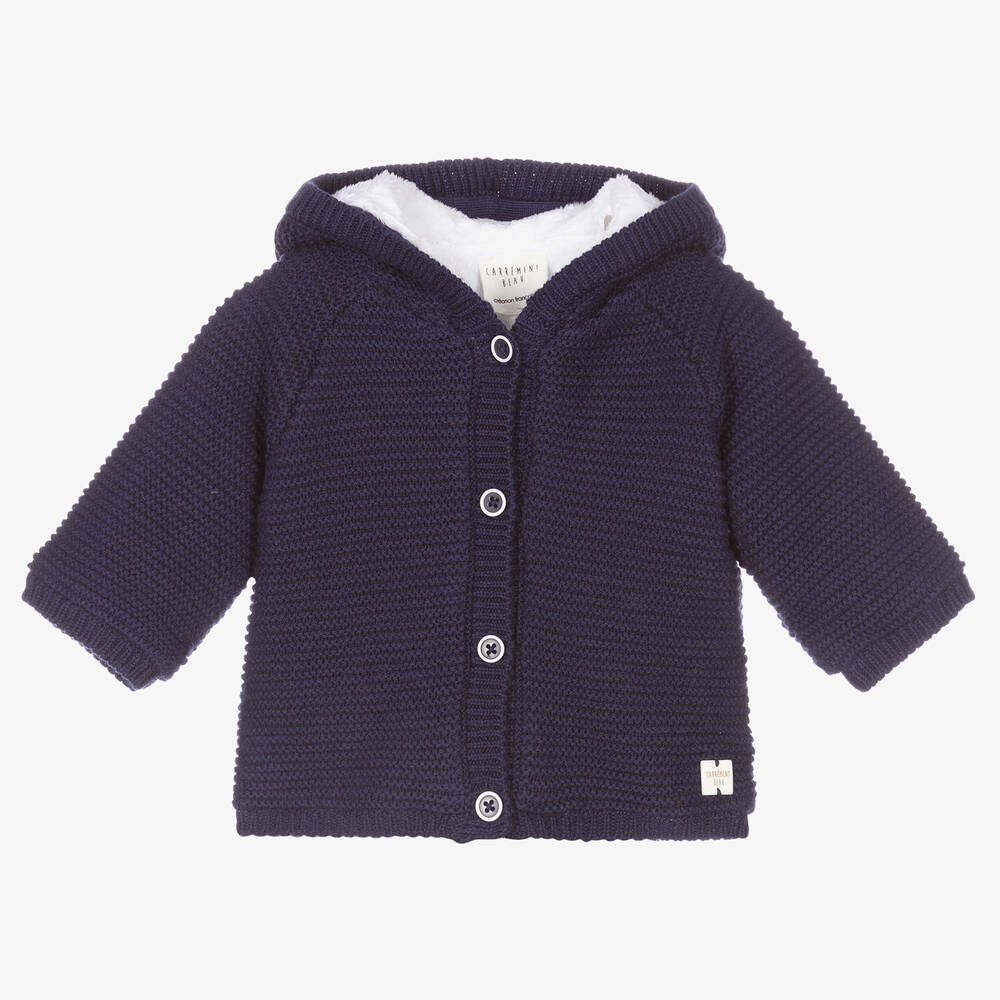 Carrément Beau - Blue Organic Cotton Knit Coat | Childrensalon